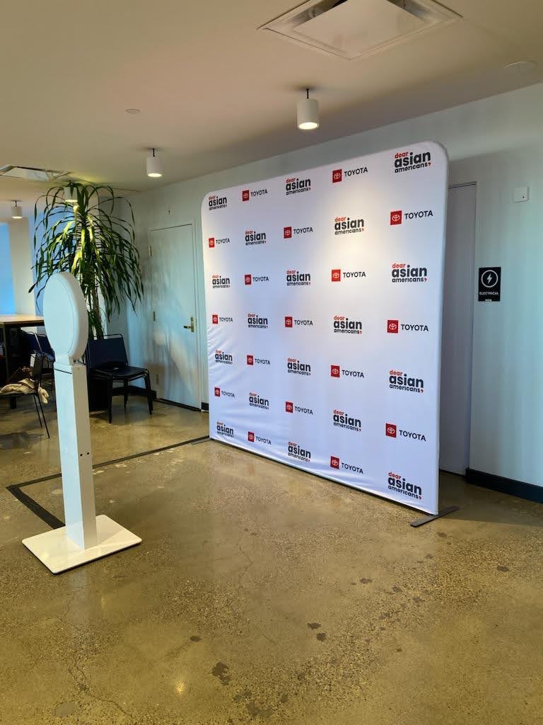 Toyota branded selfie station at trade show event